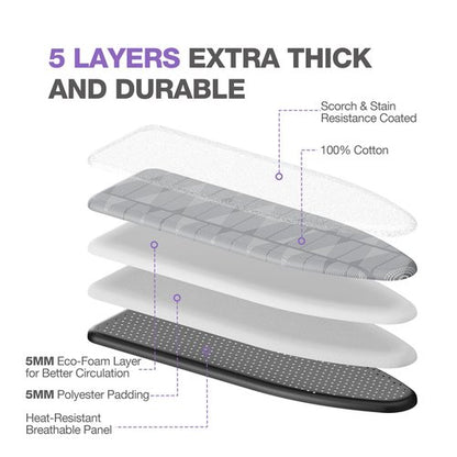APEXCHASER Ironing Board with Iron Rest, Compact and Space Saver Iron Board, Extra Thick Cover, Height Adjustable, Wall Mount & Closet Hanger 13x43 Grey