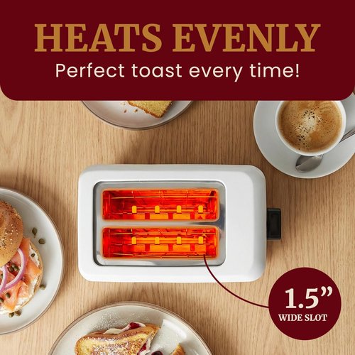 Elite Gourmet Cool Touch Toaster - 7 Toast Settings, Extra Wide 1.5" Slots, Slide-Out Crumb Tray | White