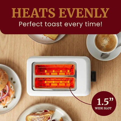 Elite Gourmet Cool Touch Toaster - 7 Toast Settings, Slide-Out Crumb Tray, Extra Wide 1.5" Slots | White