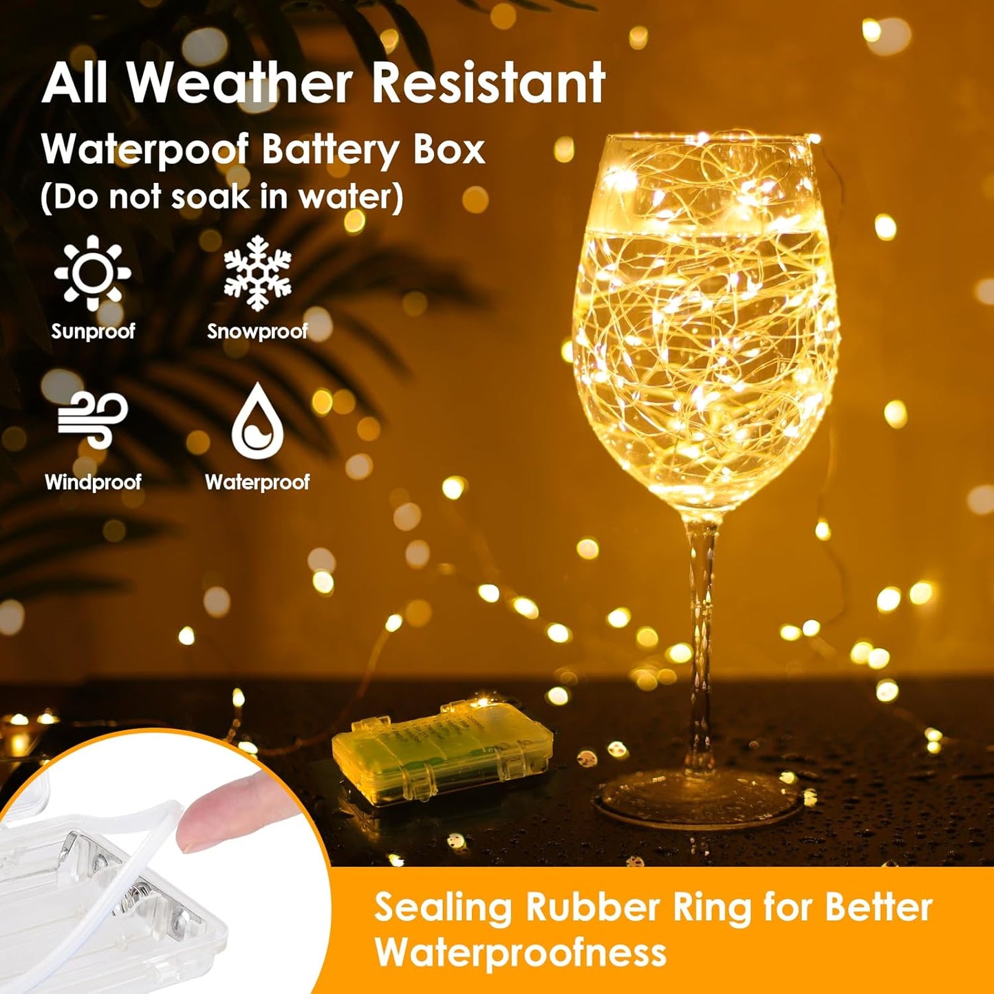 Mlambert 33FT Battery Operated Fairy Lights - Waterproof, Dimmable 100 LEDs with Remote & Timer