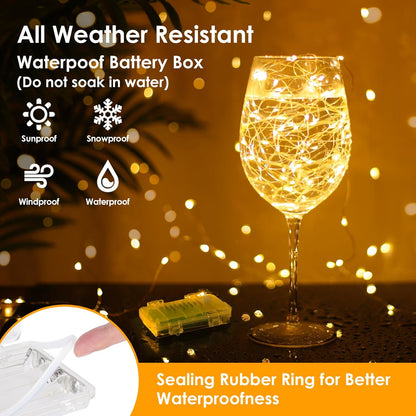 Mlambert 33FT Battery Operated Fairy Lights - Waterproof, Dimmable 100 LEDs with Remote & Timer