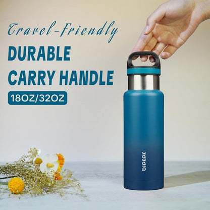 BJPKPK Insulated Water Bottle - 18oz Stainless Steel Flask with Handle | Double-Wall Vacuum, BPA-Free, Indigo Black