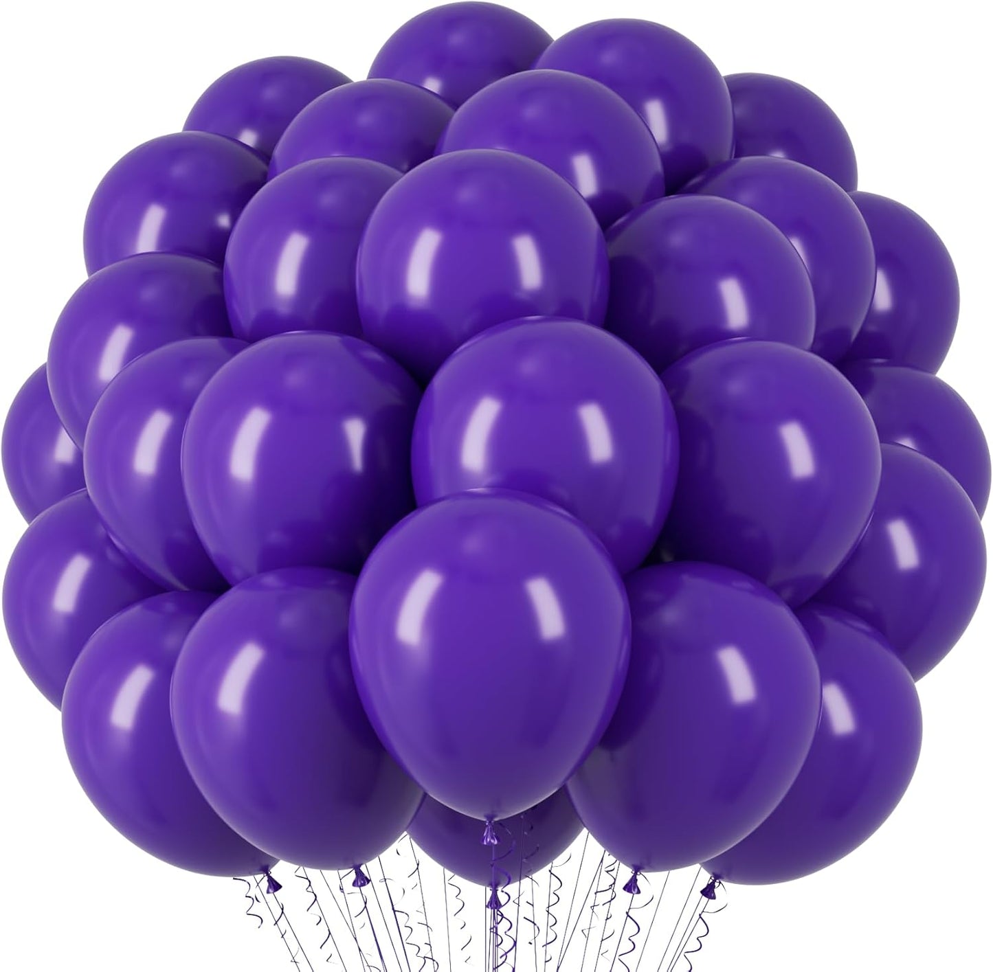 Voircoloria Dark Purple Balloons - 12-Inch Deep Purple Latex Party Balloons | 66-Pack for Events & Celebrations