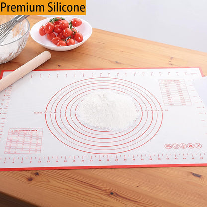 Silicone Baking Mat - Non-Stick Pastry Mat with Measurements for Easy Baking | Extra Thick Red (16" x 20")