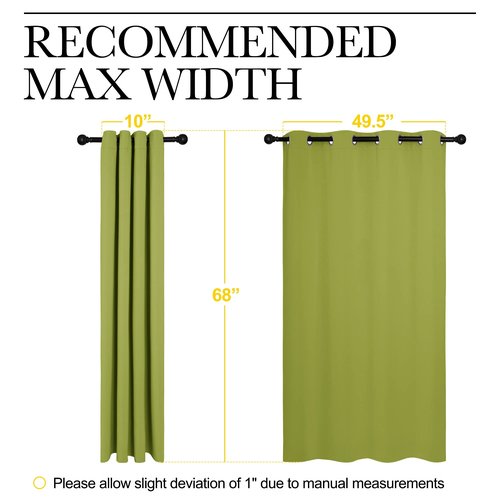 NICETOWN Blackout Curtain Panels for Loft Window, Thermal Insulated Solid Grommet Top Blackout Draperies/Drapes for Window (1 Pair, 55 x 68 inches in Fresh Green)