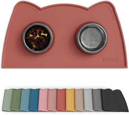 OHMO - Silicone Cat Food Mat | Non-Skid Waterproof Pet Feeding Tray - Easy to Clean (Erythrinus, 18" x 9.8")
