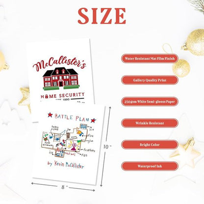 Home Alone | Christmas Decorations Set - Funny Holiday Posters for Bathroom & Bedroom Decor | 8x10 Inch Unframed Art Prints