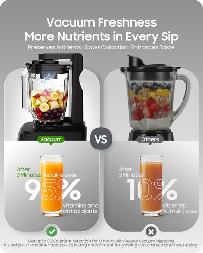 Professional Commercial Vacuum Blender - 40000 RPM with Quiet Shield | 56oz Tritan Cup for Smoothies & Soups