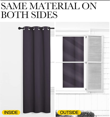 NICETOWN Greyish Purple Blackout Curtains - Thermal Insulated Drapes for Living Room | 68" Length, 2 Panels, 55" Wide