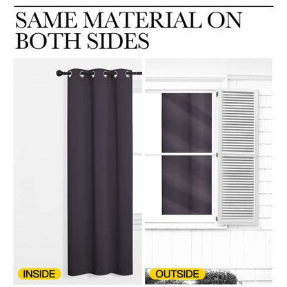 NICETOWN Small Window Blackout Curtains, Home Decoration Thermal Insulated Solid Ring Top Blackout Curtains/Drapes for Bedroom(Greyish Purple, Set of 2, 42 x 63 Inch)