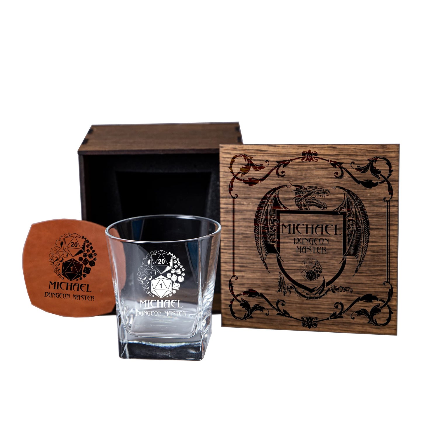 Game Master Gift Idea - Role Game Style Whisky Glass with Gift Box - Presents for Him (Dungeon Master)