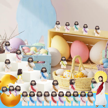 YuDanae Jesus Loves You Figures - 100pcs Baby Jesus Party Favors for Baptism & Easter Gifts (Macaron)
