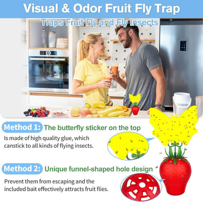 Skiennix Fruit Fly Traps - Safe & Effective Gnat Killer for Home Plants | Durable Sticky Insect Trap