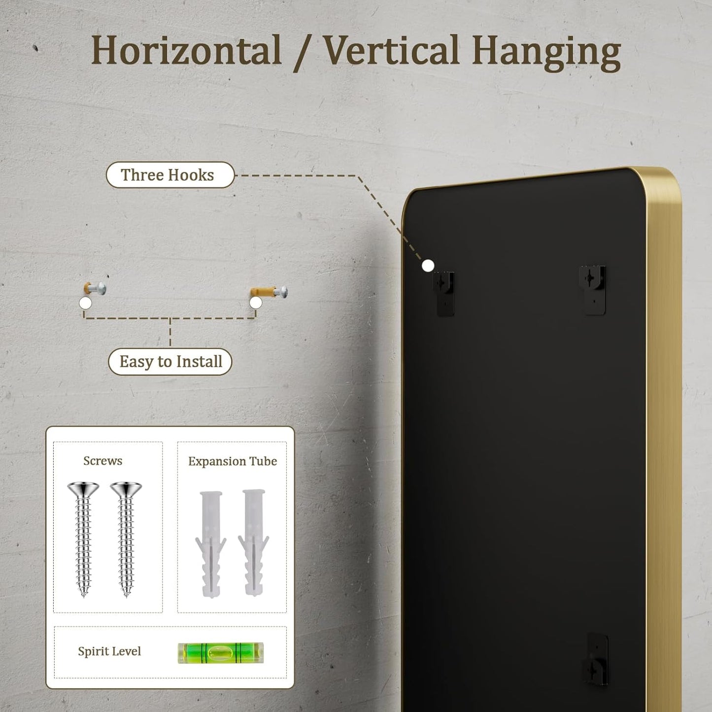 VooBang Gold Bathroom Mirror - 20x30 Inch Modern Deep Frame | Versatile Hanging or Leaning Design