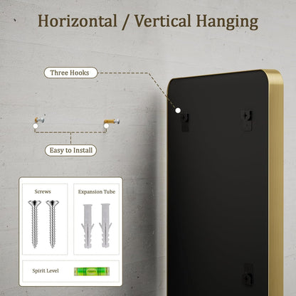 VooBang Gold Bathroom Mirror - 20x30 Inch Modern Deep Frame | Versatile Hanging or Leaning Design