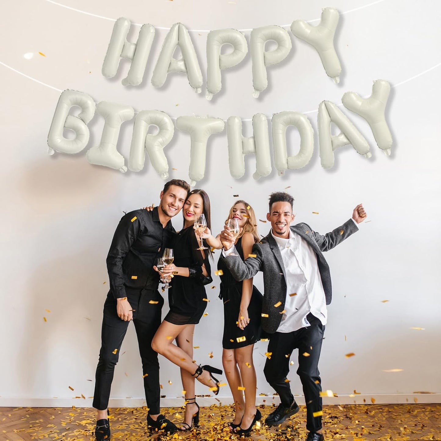 Beige Number 1 Balloon - Happy Birthday Balloon Banner for 1st Birthday Celebration