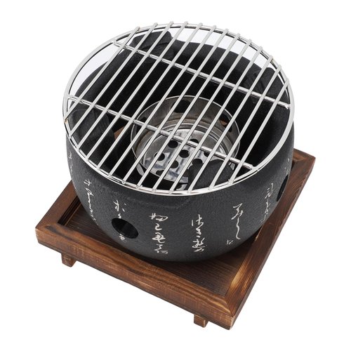 Japanese Grill with Portable Round Design, BBQ Grill Food Charcoal Stove for Household Barbecue Tool - 2 Size Available (L)