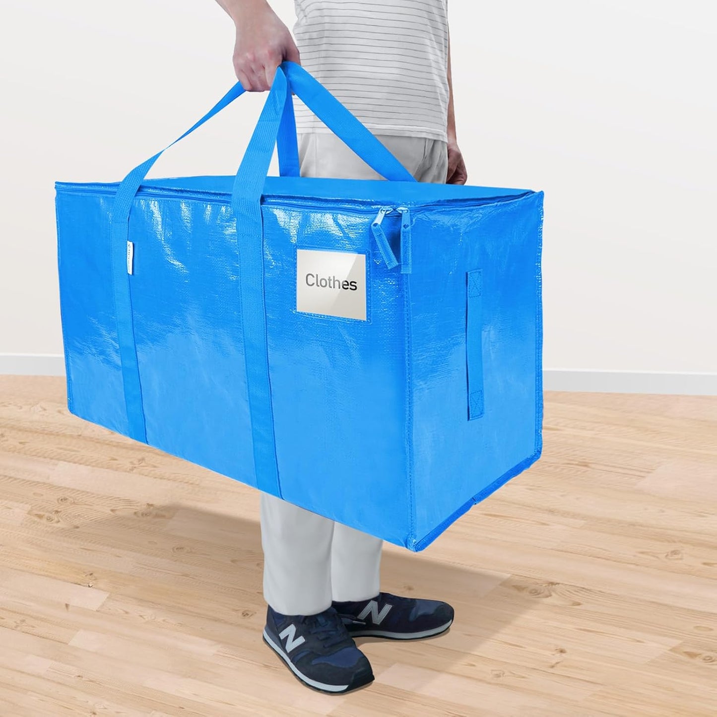 TICONN Extra Large Heavy-Duty Moving Bags - Durable Storage with Zippers & Handles | 2 Pack, Sky Blue