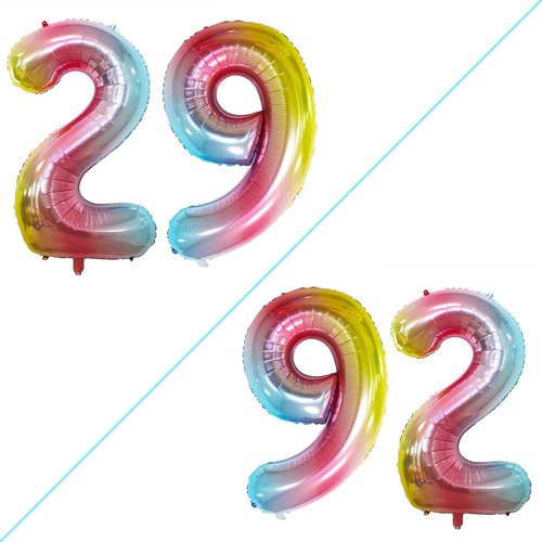 GOER Jumbo 29-Inch Foil Balloons - Colorful 29th Birthday Party Decorations | Helium-Ready Rainbow Design