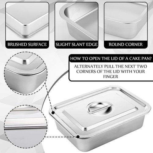 Funnymoom Deep Lasagna Baking Pan Set - Large 11 x 14.2 Inch Nonstick Stainless Steel with Lid | 7.4 Qt Capacity