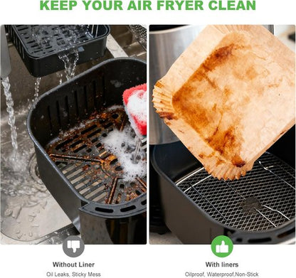 EcoSuneats 360 Pcs Heavy-Duty Air Fryer Liners - 8x8 Inch Non-Stick Parchment Paper for 5-8 QT Baskets