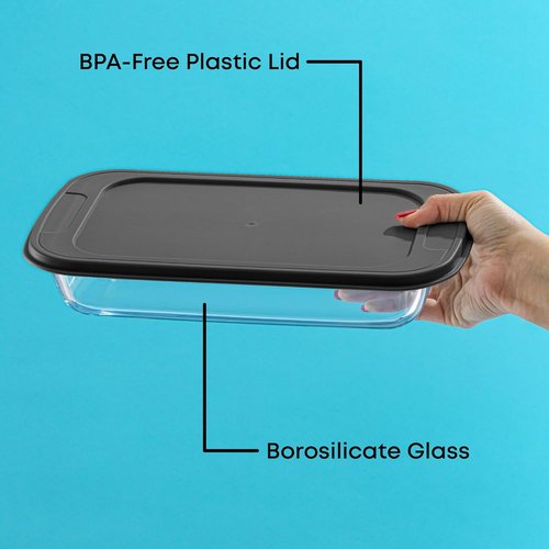 JoyJolt 8-Piece Borosilicate Glass Baking Dish Set - Rectangle Deep Oven Dishes with Black Lids | Perfect for Lasagna, Casserole, and Cake
