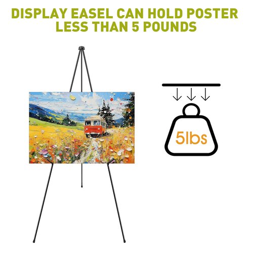 AROIC 63" Easel Stand for Display, 3 Pack Portable Foldable Metal Easel, Easels for Signs Wedding Logos,Arts, Painting,Adjustable Floor Easels with 3 Storage Bag