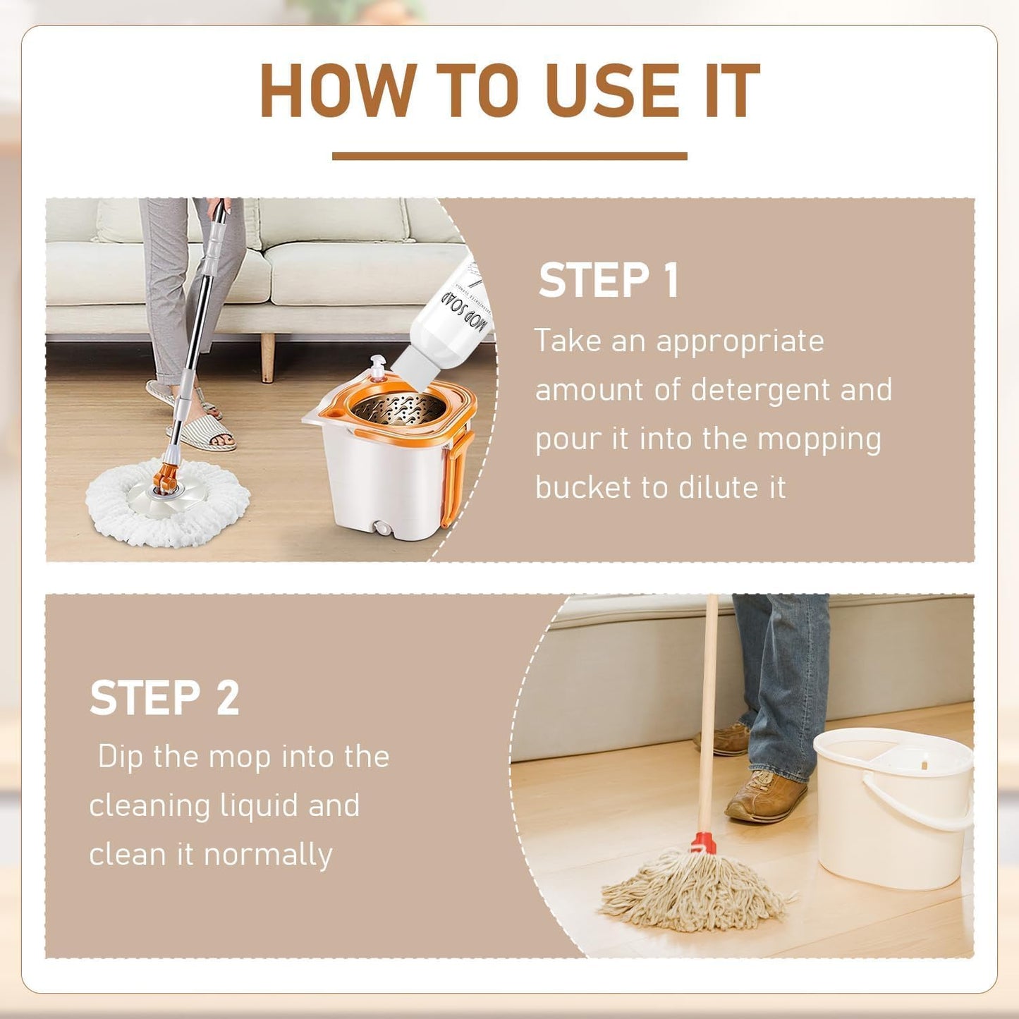 Skiennix Mop Soap | Brazilian Waves Scented Floor Cleaner - Pet-Friendly Multi-Purpose Liquid (2PCS)
