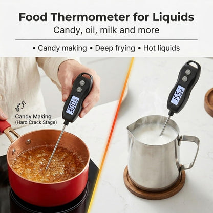 Meat Thermometer by [Brand Name] - Digital Instant Read with Backlight | Waterproof for BBQ, Grilling & Baking (Black)