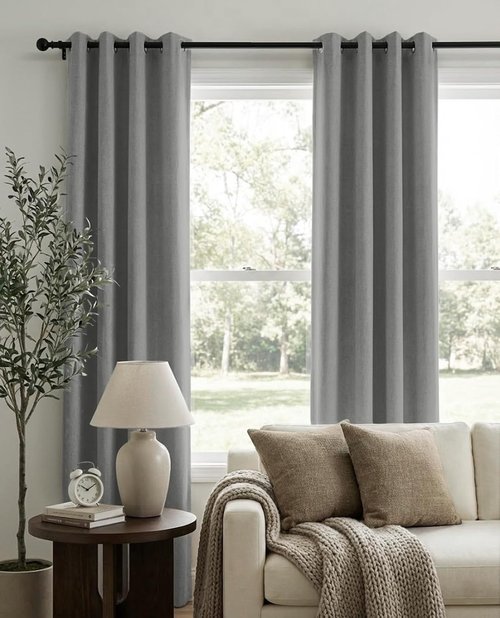 100% Blackout Shield Grey Blackout Curtains - Thermal Insulated Grommet Drapes for Bedroom & Living Room | 50" W x 84" L, 2 Panels