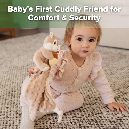 Haakaa Squirrel Security Blanket - Ultra Silky Soft Lovey for Newborn Boys & Girls | Perfect Baby Gift