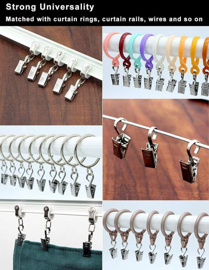Coideal Curtain Clips Hooks - 100 Pack Stainless Steel Heavy-Duty Holders for Indoor/Outdoor Decor