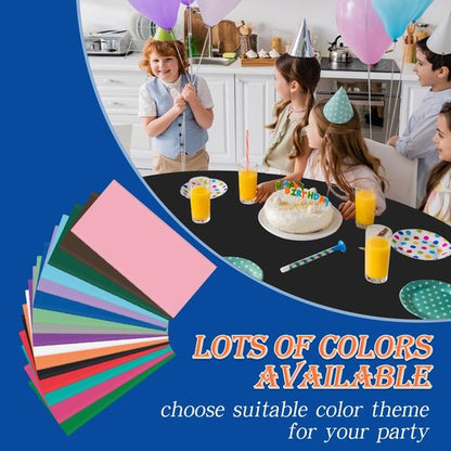 Black 84-Inch Round Disposable Plastic Tablecloths - 12 Pack for Parties & Events