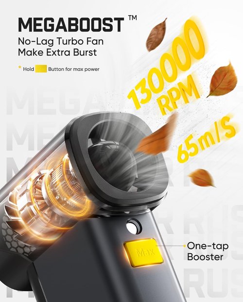 Fanttik B10 Pro Max Electric Air Duster - 130,000 RPM Brushless Motor | 6 Adjustable Gears, Rechargeable Battery