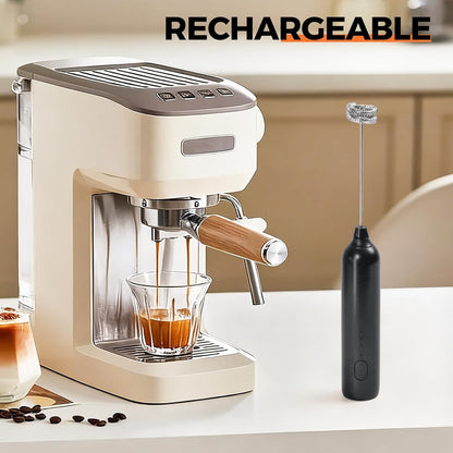 Skiennix Milk Frother - Rechargeable Handheld Electric Whisk for Coffee & Matcha | 3 Speed Foam Maker (Black)
