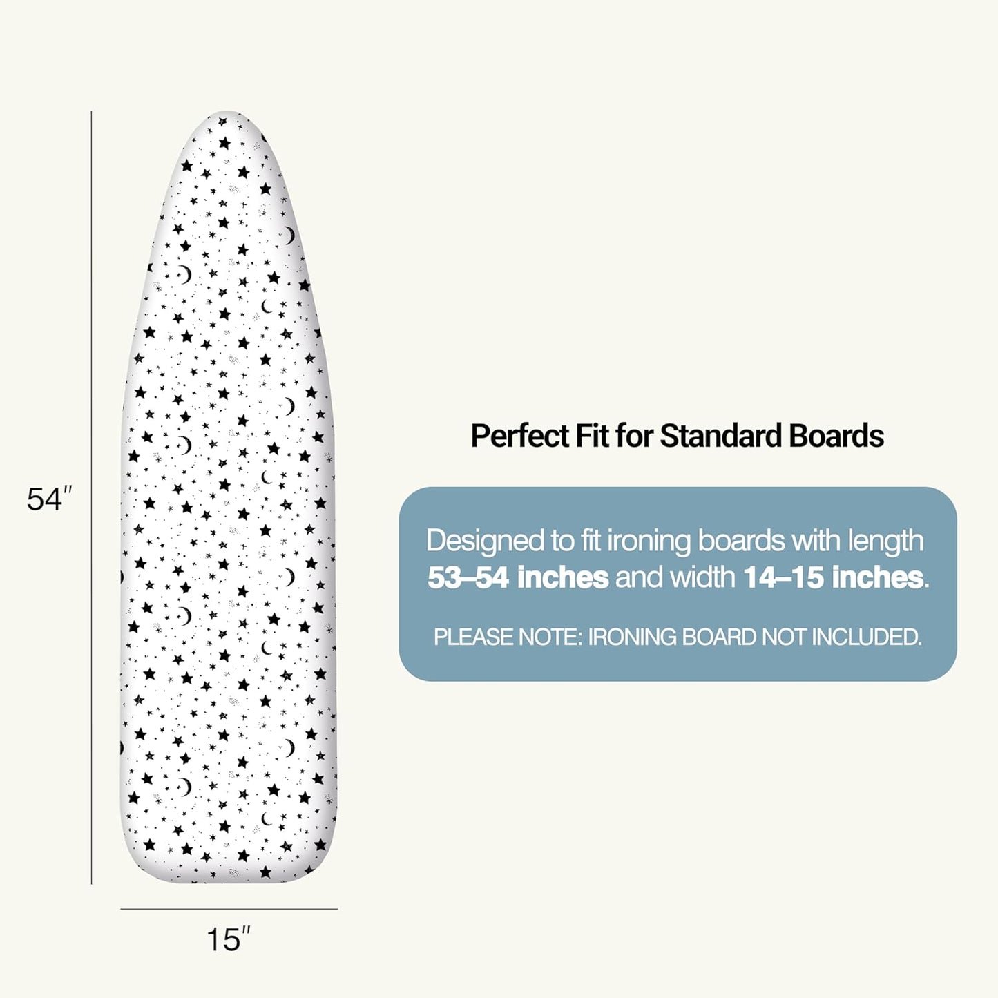 UniSimp Ironing Board Cover - Extra Thick Natural Cotton, Scorch & Stain Resistant | 15"x54" Nightfall
