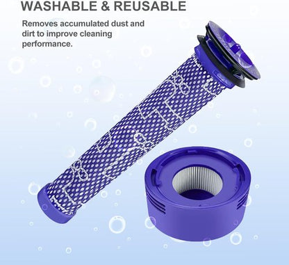 Dyson Vacuum Filter Replacement Kit - 4 Pack for V7, V8 Animal & Absolute | Includes 2 Pre & 2 Post Filters