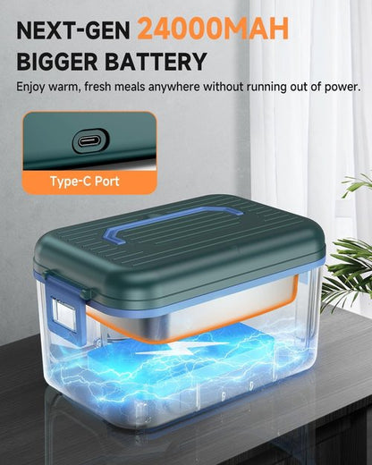 GEARGO Cordless Electric Lunch Box - 6.3 Cups, 24000mAh Rechargeable & 24-Hour Self-Heating