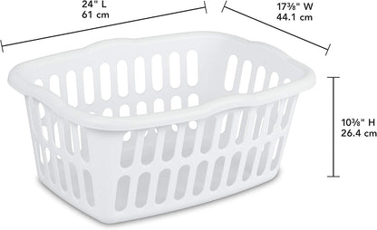 Sterilite 1.5 Bushel Laundry Basket - Classic Plastic Design for Easy Carrying | White & Aqua, 12-Pack