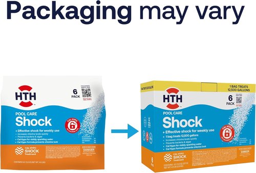 HTH 52030B Swimming Pool Care Shock - Boost Chlorine Levels with Cal Hypo Formula | 13.3oz (Pack of 6)