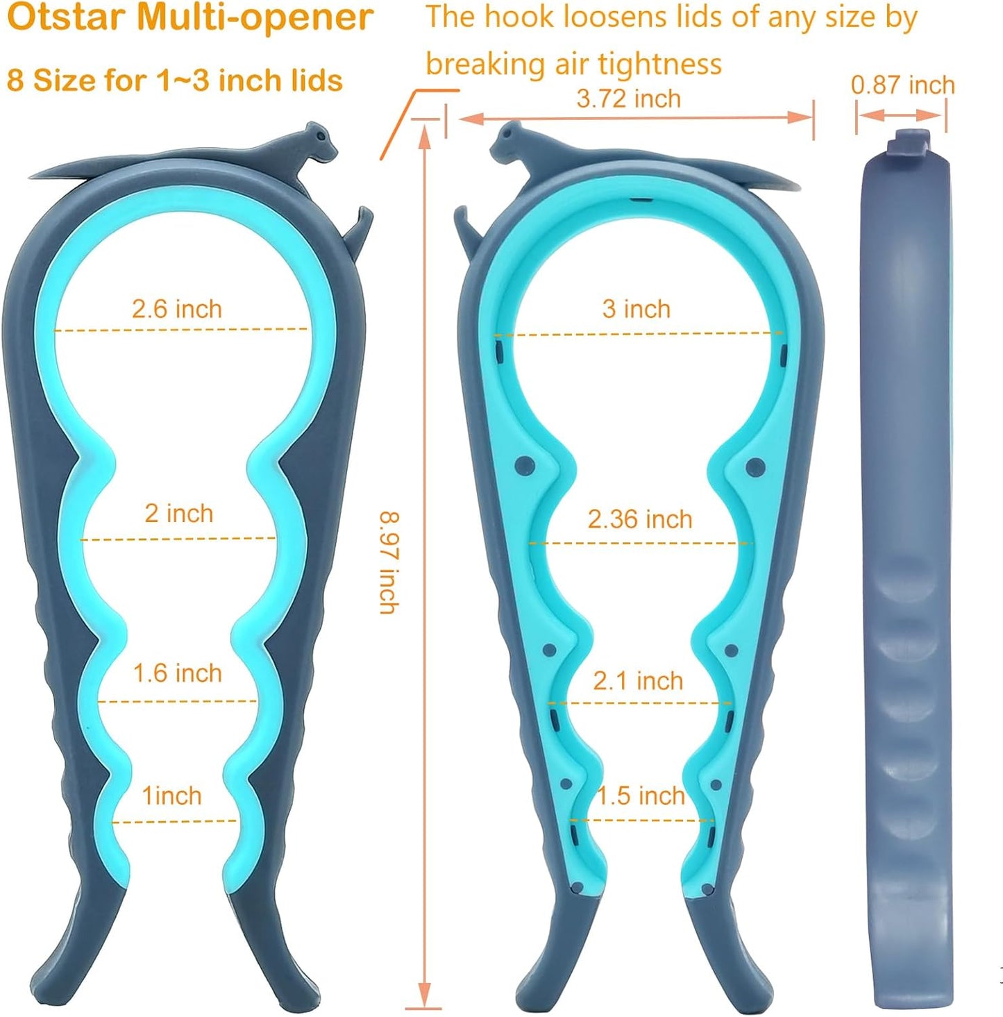 Otstar Jar Opener & Bottle Opener Set - Multi-Function Tool for Seniors with Arthritis | Includes Gripper Pad & Corkscrew