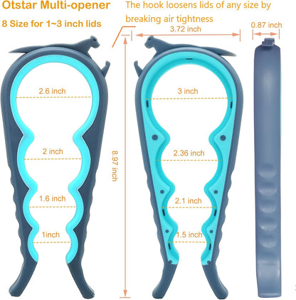 Otstar Jar Opener & Bottle Opener Set - Multi-Function Tool for Seniors with Arthritis | Includes Gripper Pad & Corkscrew