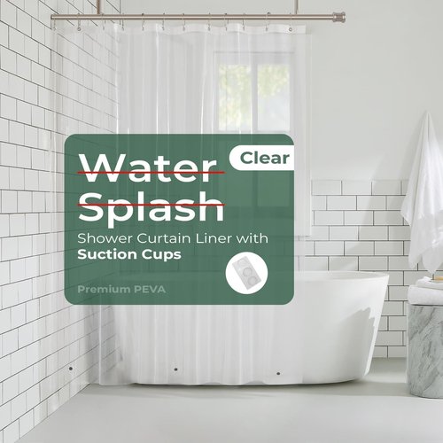 HARBOREST Clear Shower Curtain Liner with Side Suction Cups, Premium PEVA Plastic Shower Liner with 3 Magnets, Waterproof Bathroom Curtain, 72 x 72, Clear