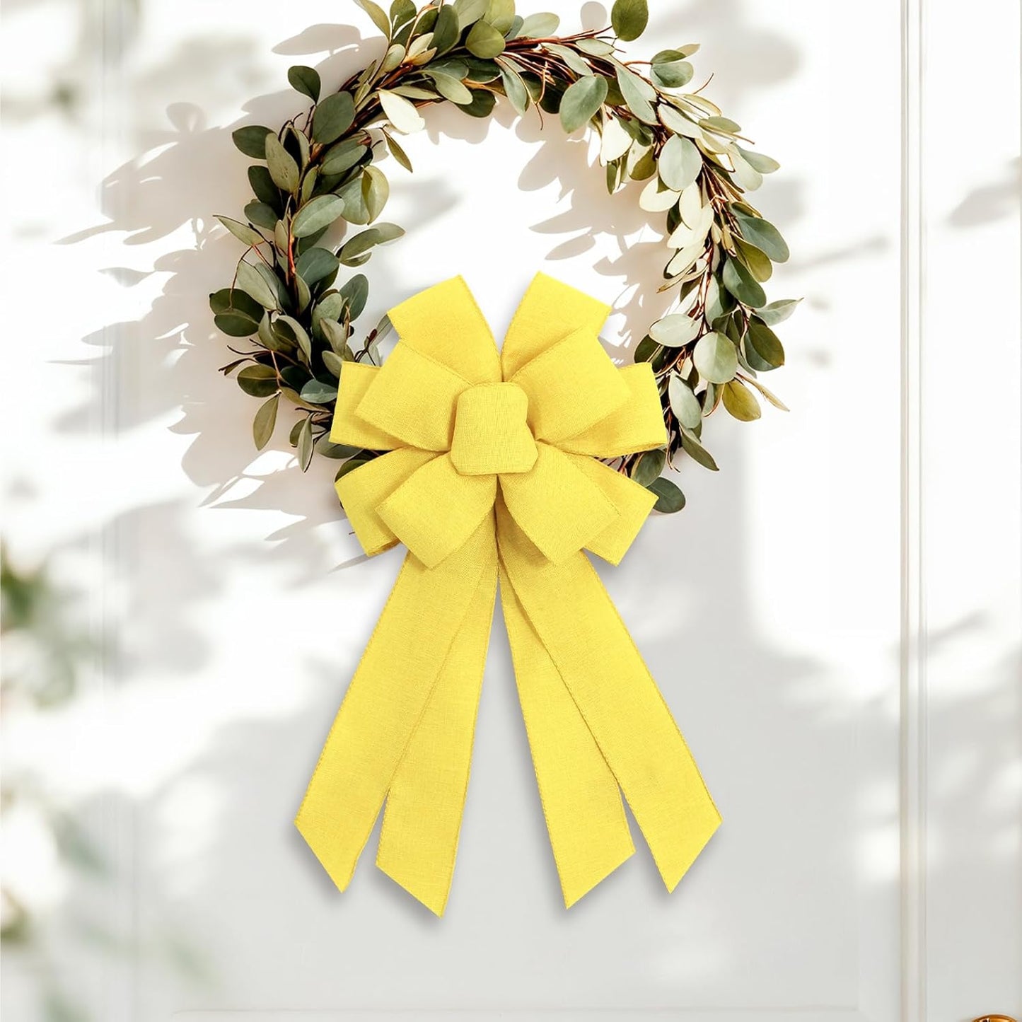 Skiennix Large Yellow Wreath Bow - Perfect for Fall & Thanksgiving Home Decor | Christmas Farmhouse Style