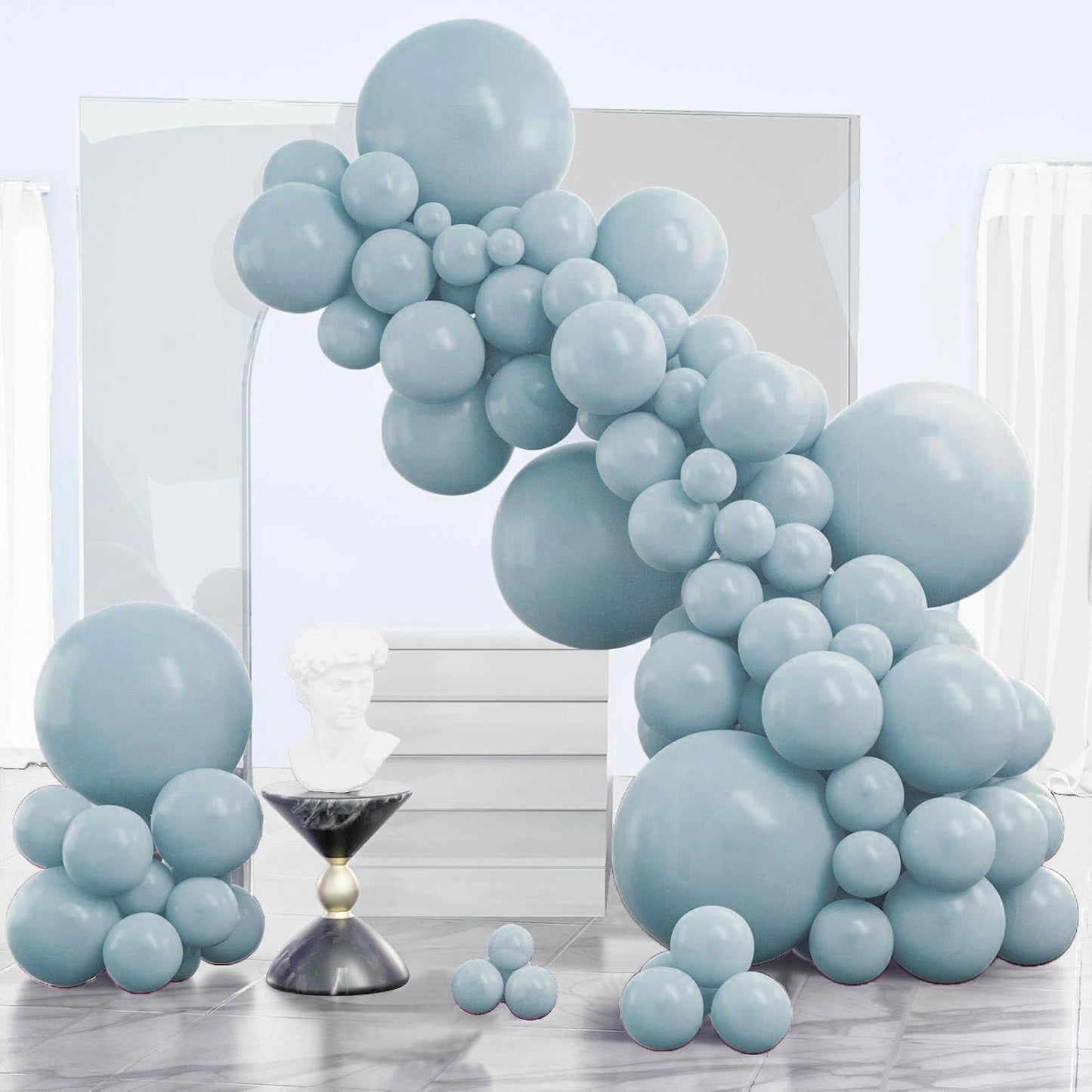PartyWoo Dusty Blue Balloons - 120-Piece Set in Various Sizes for Graduation & Baby Showers | Aqua Boho Decor