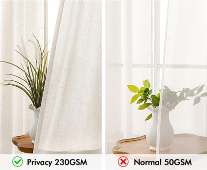 MIULEE Privacy Linen Curtains - Light Filtering Semi-Sheer Drapes | 2 Panels, 52 x 84 Inches, Natural White