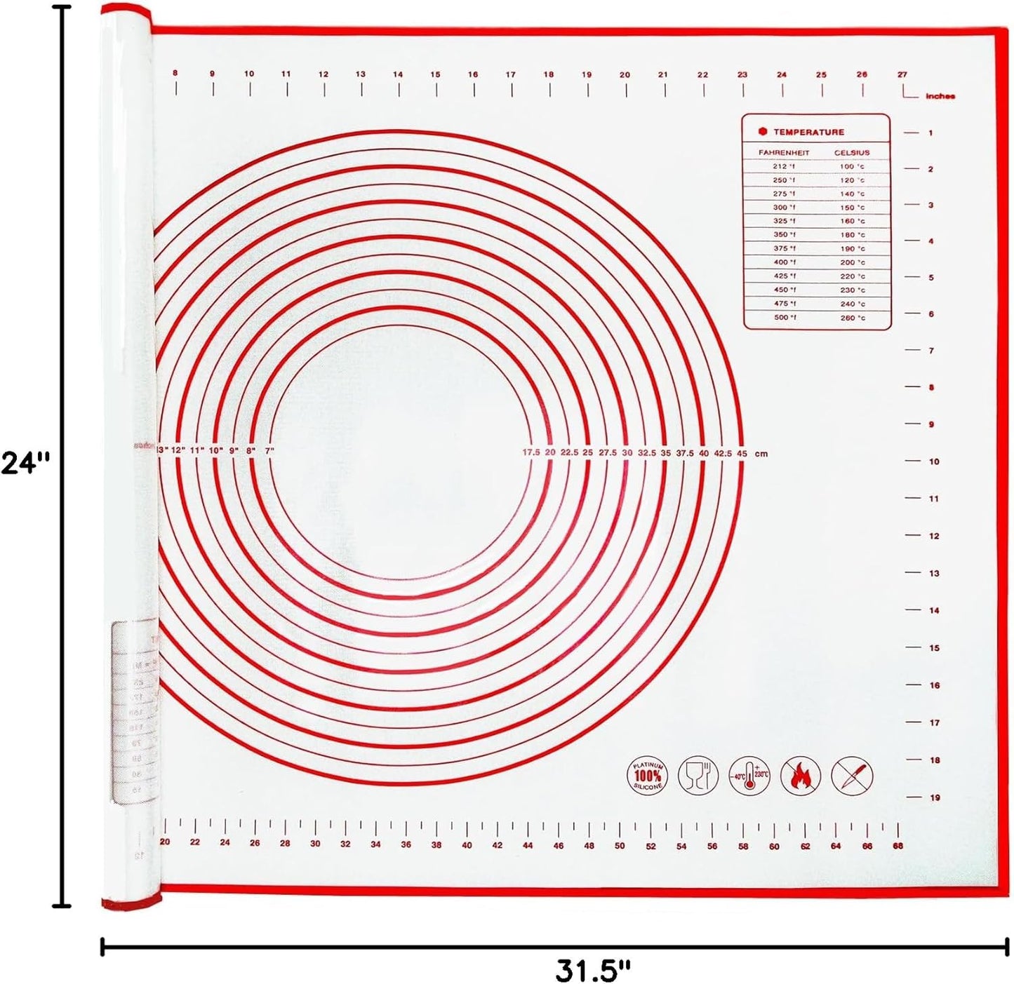Silicone Baking Mat by Extra Large | Non-Stick, Heat-Resistant Dough & Pastry Roller – 31.5'' x 24''