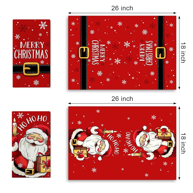 Santa Christmas Red Kitchen Towels Set of 2 - Durable Farmhouse Dish Cloths (Variation: Santa)