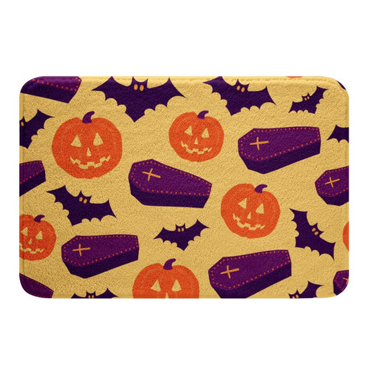 Feelyou Halloween Bath Mats for Bathroom Kids Cartoon Pumpkin Lantern Bathroom Rugs Kids Scary Bats Decor Bath Rugs for Shower Tub Microfiber Trick or Treat Bathroom Accessories 20"x32"