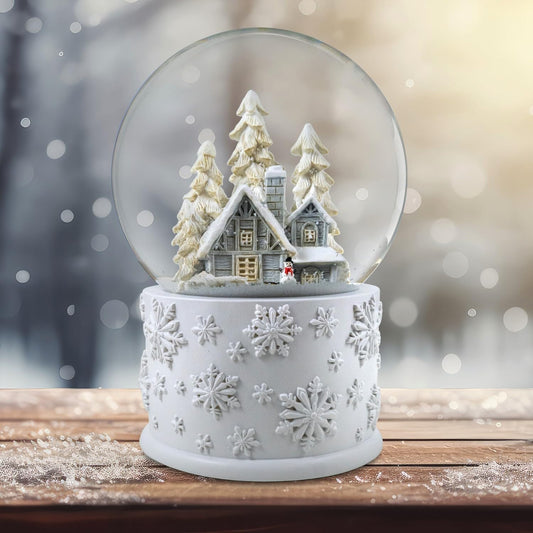 San Francisco Music Box Company | 120mm Snowy White Home Scene Snow Globe - Perfect Holiday Decor